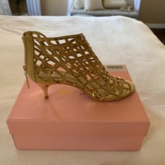 bling gold stilettos with kitten heel - Picture 2 of 4